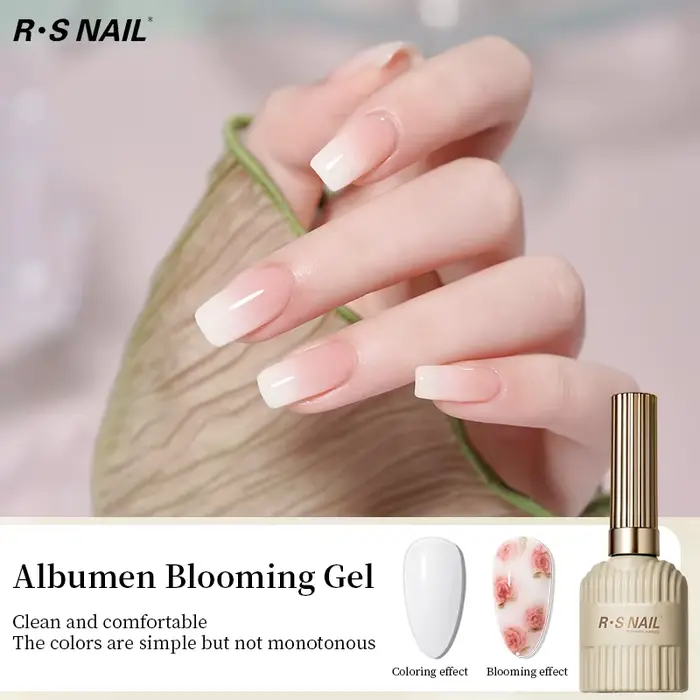 RSNAIL 10g Gel de Nail Art Effet Marbre Blanc Dégradé, Vernis à Ongles Semi-Permanent UV LED Soak Of