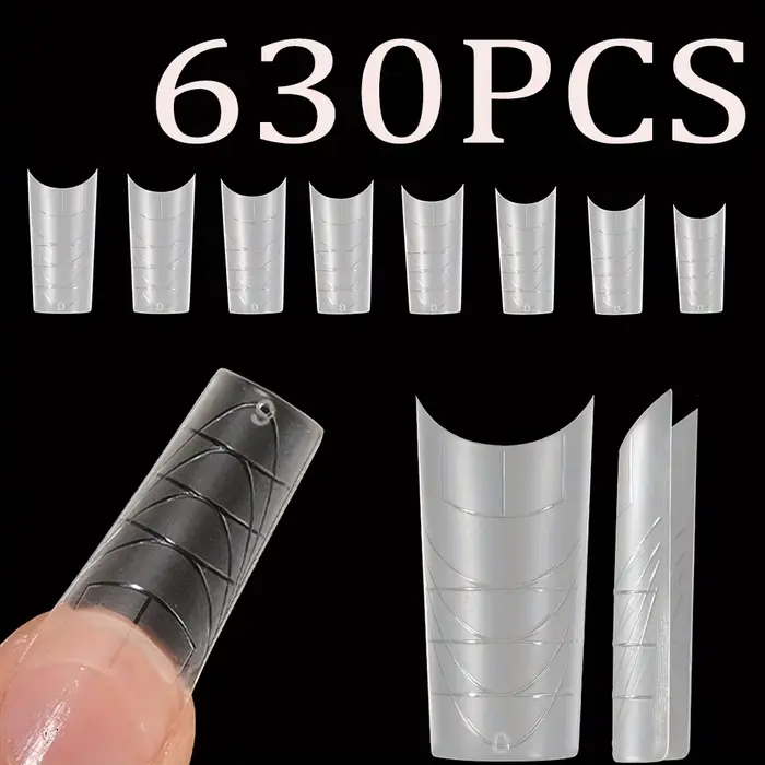 630 pièces pointes d'ongles de cercueil longs et transparents