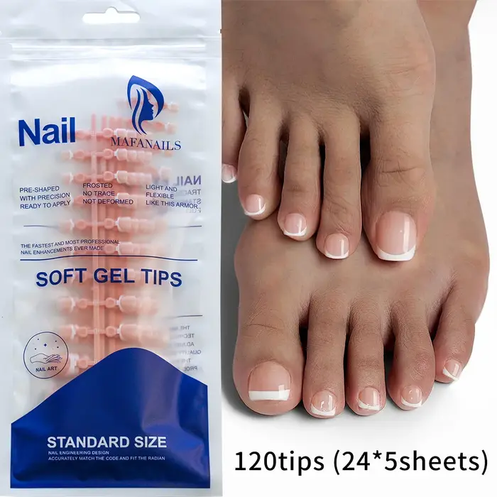 120 pièces ongles d'orteil presse sur les pointes d'ongle français faux
