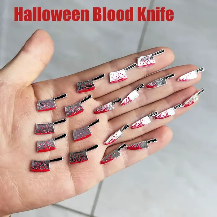 Breloques pour ongles couteau à sang d'halloween