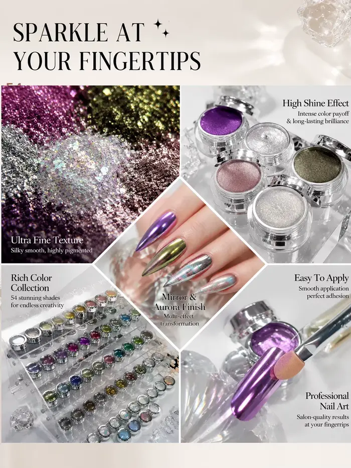 Ensemble de nail art rose opale de 70 couleurs comprenant des nuanciers et une boîte de rangement. Il offre des options