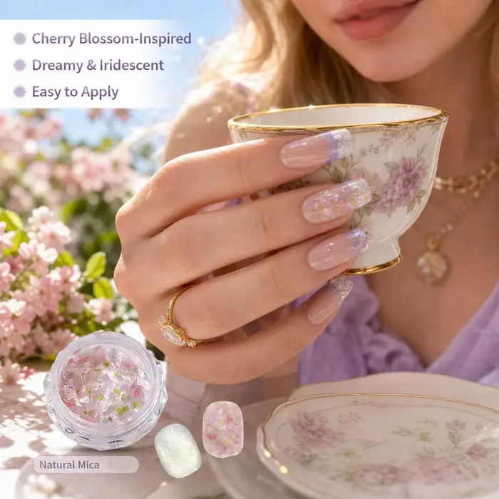 Paillettes pour ongles irisées violettes rêveuses
