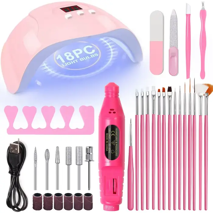 LINMANDA ensemble de manucure USB perceuse à ongles électrique Kit de lime de vernis avec lampe à LED stylo portable