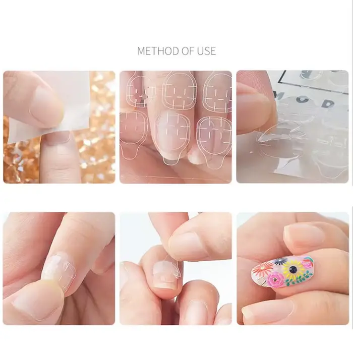 5/10 feuilles de bandes adhésives transparentes double face pour faux ongles