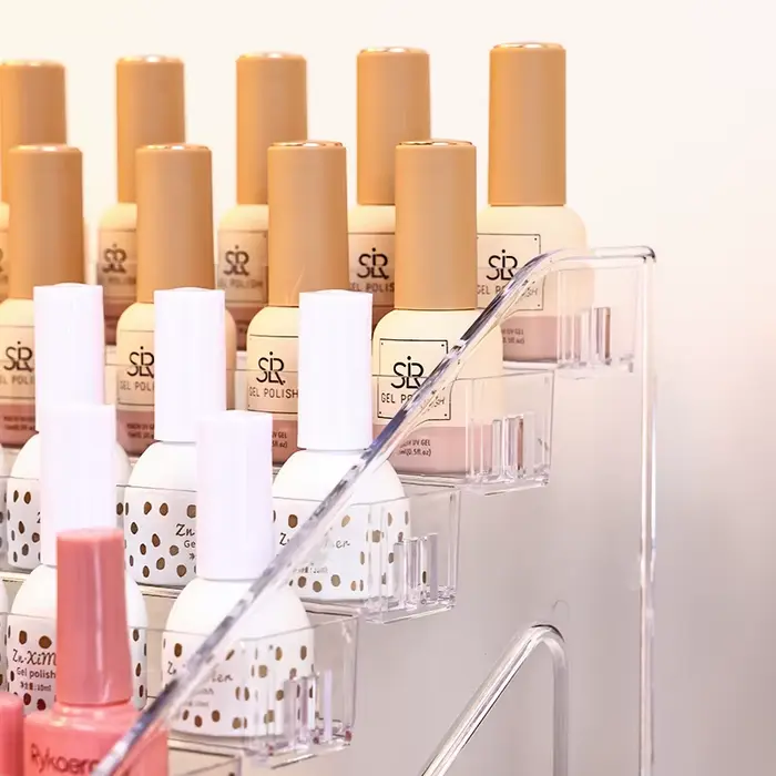 Présentoir de vernis à ongles à boucle acrylique multicouche, type échelle transparente, support de