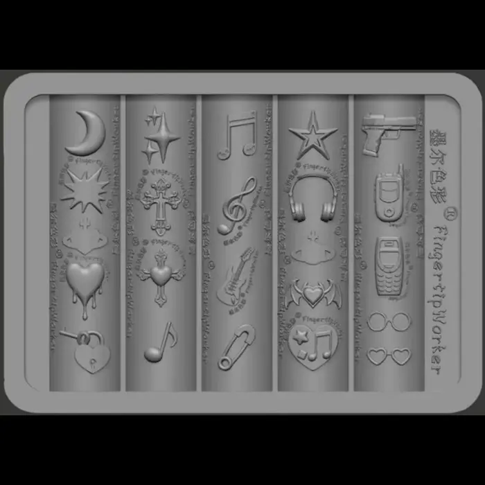 Moule en silicone 3D pour ongles, motifs étoiles, téléphone musical, style punk cool, pour charms, a