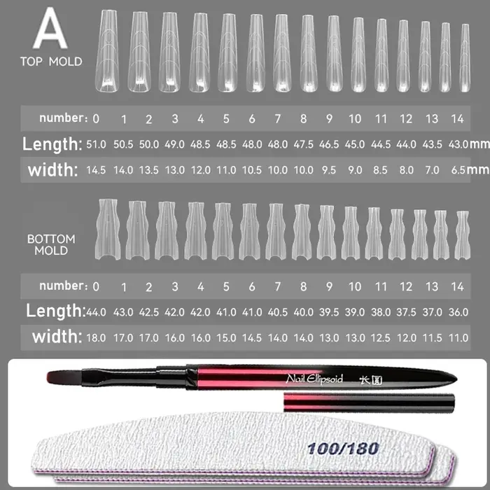 Nouvelles Formes à Ongles Double Usage Sandwich 180 pièces 15 Tailles 2025