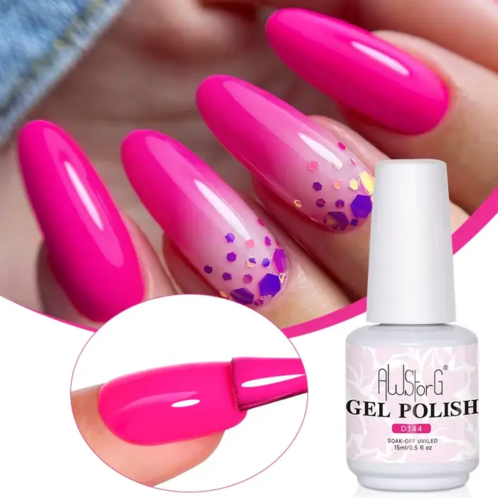 AWStorG Vernis à ongles en gel rose 15 ml – Adhérence fantastique