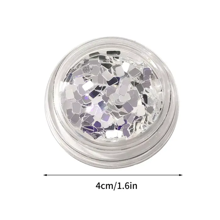 1 pot de paillettes carrées argentées pour ongles