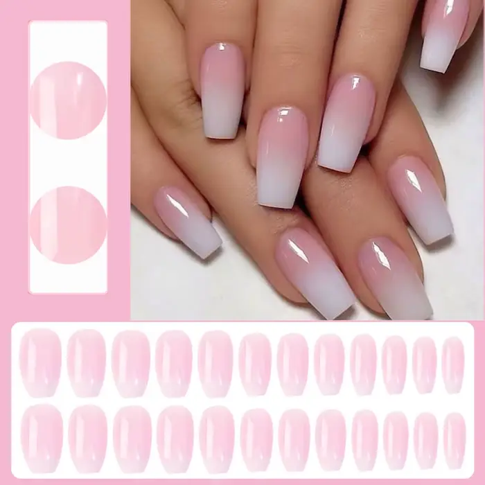 24 pièces rose imprimé léopard court carré presse sur ongles français arc portable faux ongles couve