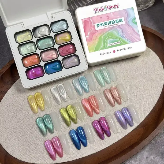 Kit de Gel pour Ongles à Texture Rêveuse 12 Grilles