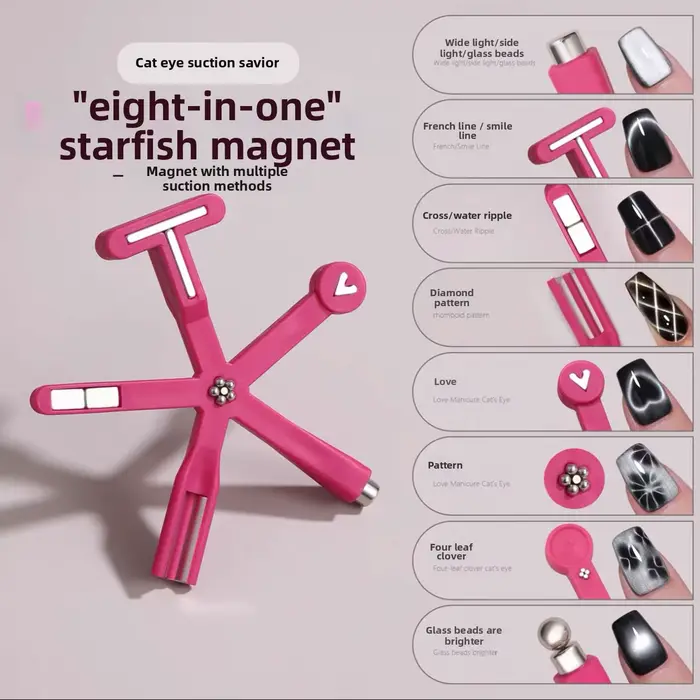 Nouveau magnétique à ongles 8-en-1 multifonctionnel pour attirer les perles de verre, les vernis à o