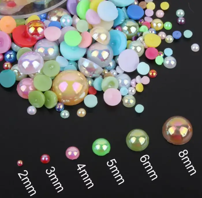 Breloque en perle demi-ronde pour ongles