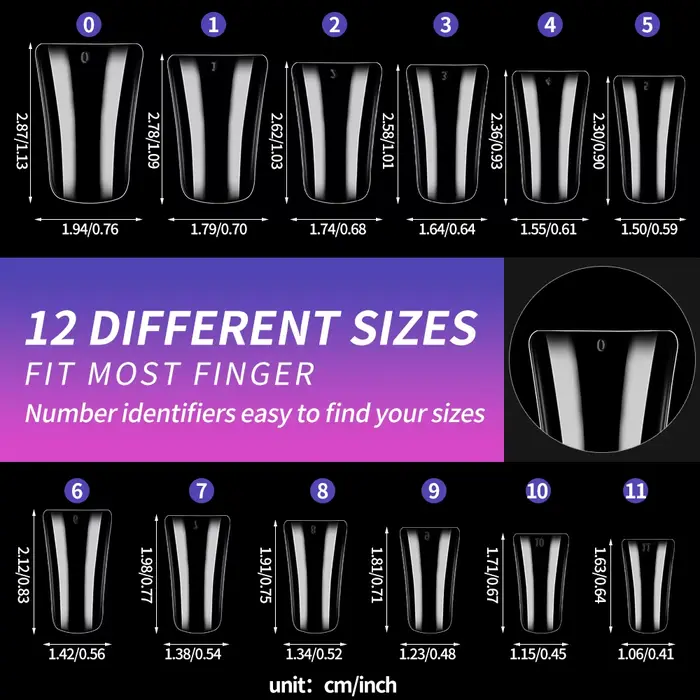 120 pièces 12 tailles pieds de canard Style faux ongles pointes d'ongles