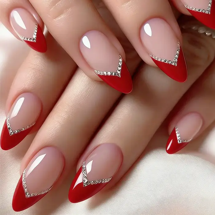 24 faux ongles rouges français faciles à poser, ensemble de manucure pour femmes, pour usage quotidi