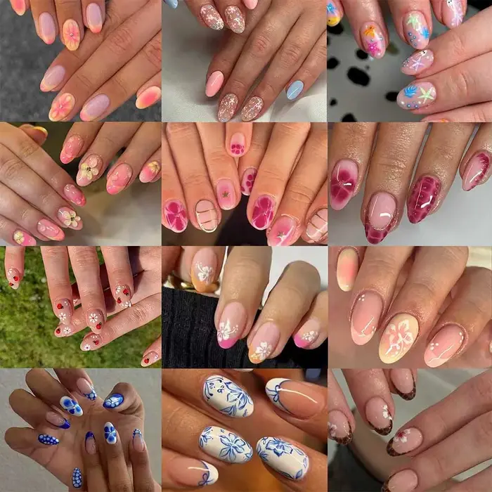 Ongles à fleurs 288 pièces (12 mélangés)