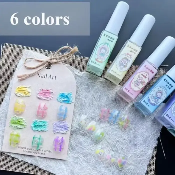 Nouvelle solution de teinture pour ongles DIY, 6 couleurs, 6 ml, motif crème glacée estivale, pour l