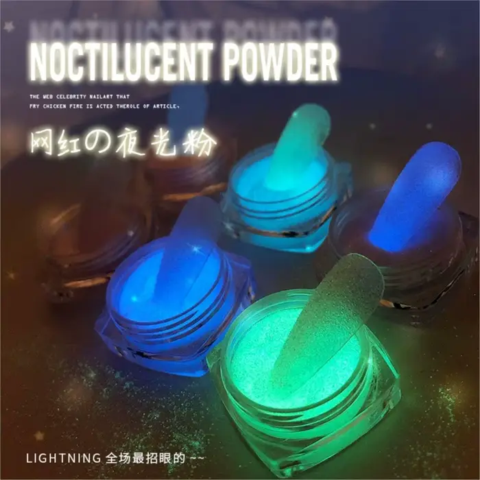 Poudre à ongles phosphorescente pour manucure