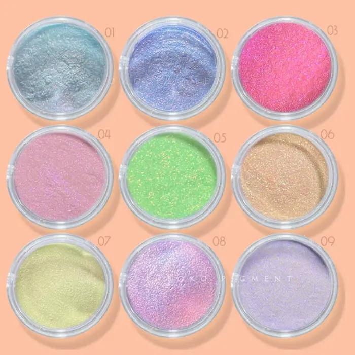 9 couleurs magique Aurora Chrome poudre à ongles effet miroir néon caméléon ongles paillettes mettre