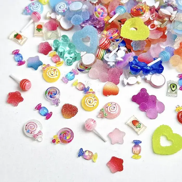 Breloques à ongles en résine colorées mélangées, sucette de simulation, ours GUNIBear, série de bonb