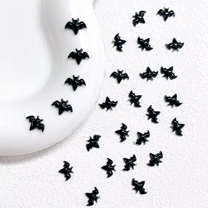 Halloween Nail Art brillant noir chauve-souris
