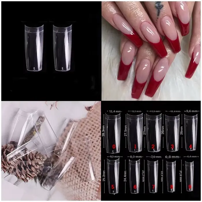 100 pièces acrylique Transparent blanc artificiel ongles conseils conception française Nature Capsules pour manucure