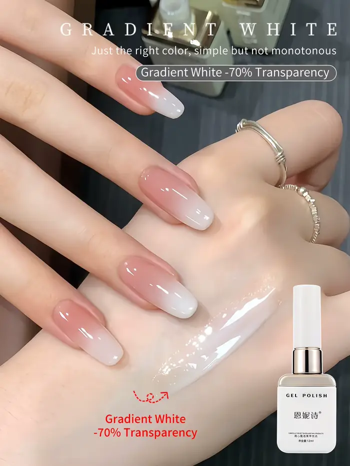 Vernis à ongles Gel blanc laiteux, couleur naturelle, gelée translucide, à tremper, manteau transpar