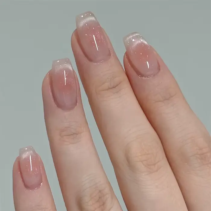 Faux ongles de Ballet courts et simples, couleur dégradée, portables, avec Design œil de chat, à pre