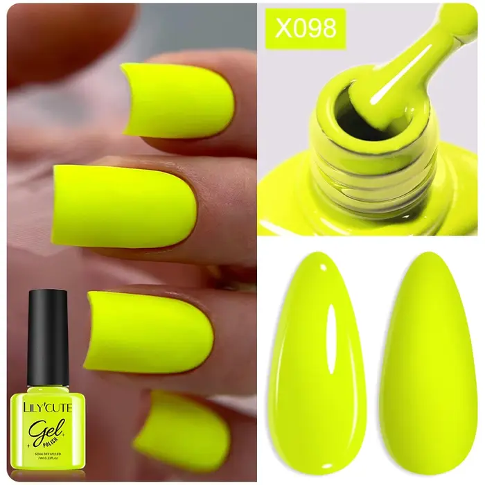 LILYCUTE 7ml Vernis à ongles Gel Fluorescent été néon rouge vert Vernis Semi Permanent UV Gel Vernis Nail Art manucure pour les ongles
