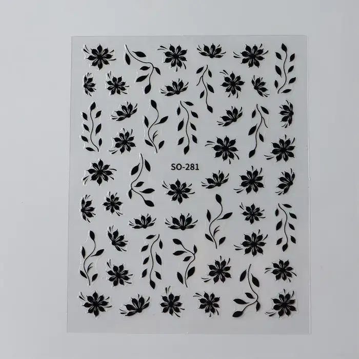 Autocollants pour ongles floraux – Décalcomanies 3D auto-adhésives à motif de fleurs et de feuilles 