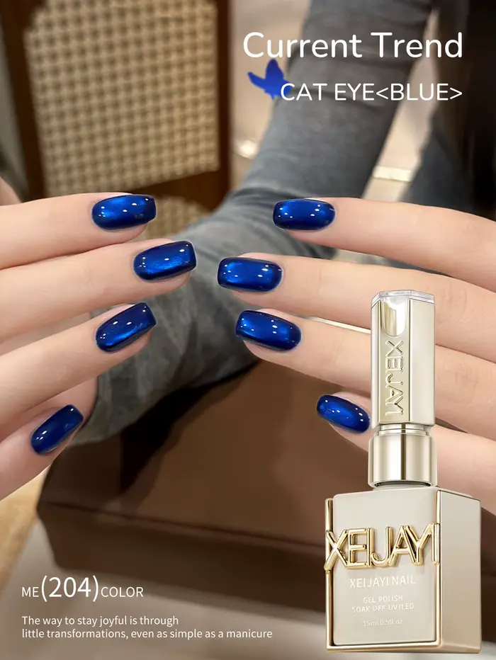XEIJAYI 1pc 15ML bleu oeil de chat vernis à ongles Semi Permanent Nail Art trempage UV LED Salon de manucure bricolage