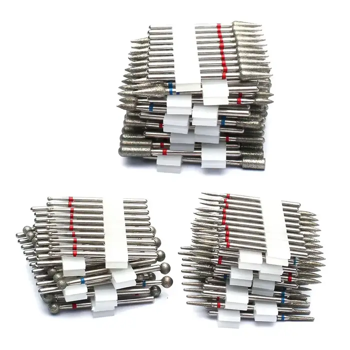 Jeu de forets à ongles diamantés de sécurité professionnelle, mèches à cuticules en carbure de 3/32 