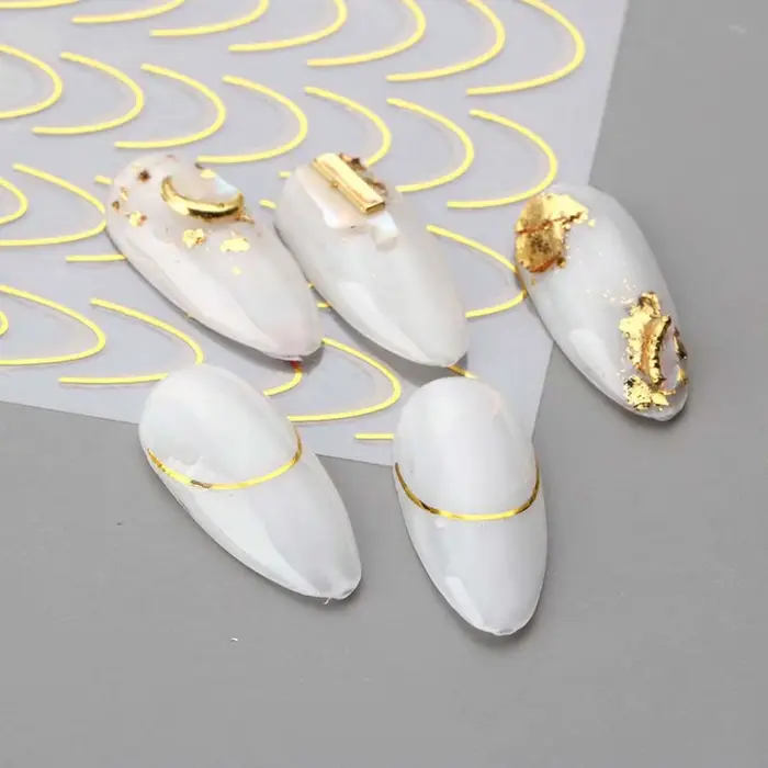 Feuilles Autocollantes à Motif Géométrique de Style Français pour Ongles