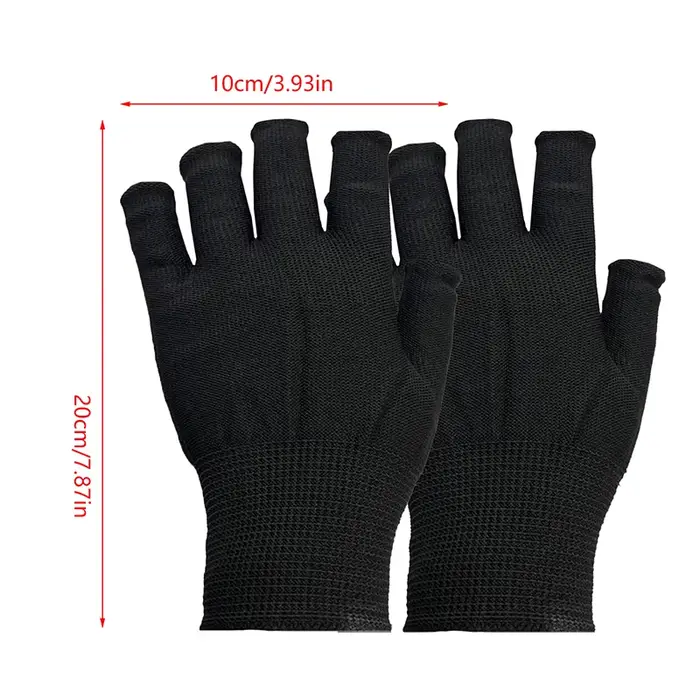 Gants fins anti-UV noirs pour ongles, bouclier de gel UV, outils d'art d'ongle de manucure sans doig