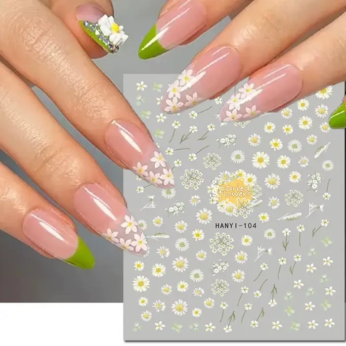 Autocollants 3d pour Nail Art, marguerite d'été, fleurs, pissenlit, fleurs, feuilles, Fruits, décalc
