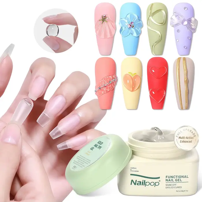 Gel solide Nailpop pour ongles en acrylique - Gel UV adhésif pour sculpture et strass