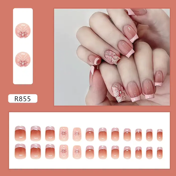 Faux ongles courts carrés à presser