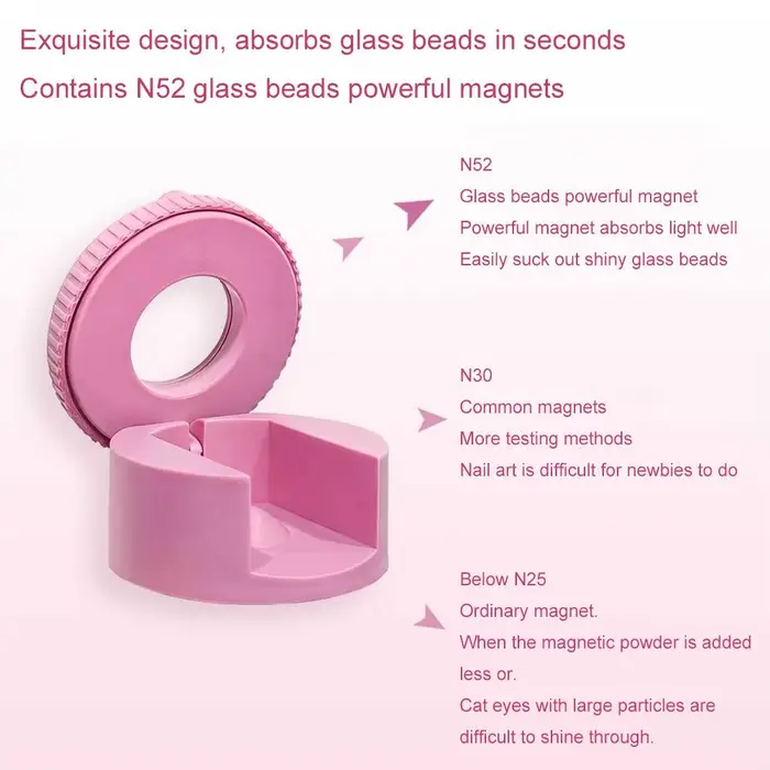 Aimant rotatif pour ongles effet œil de chat, large, avec perles de verre, multifonctionnel, puissan