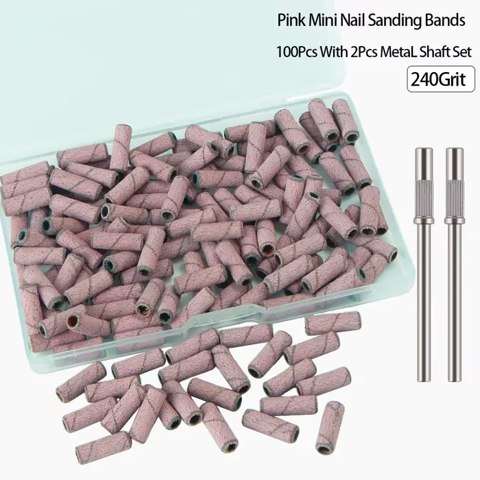 100 pièces bandes de ponçage pour perceuse à ongles avec 2 pièces jeu de mèches de mandrin, Mini pet
