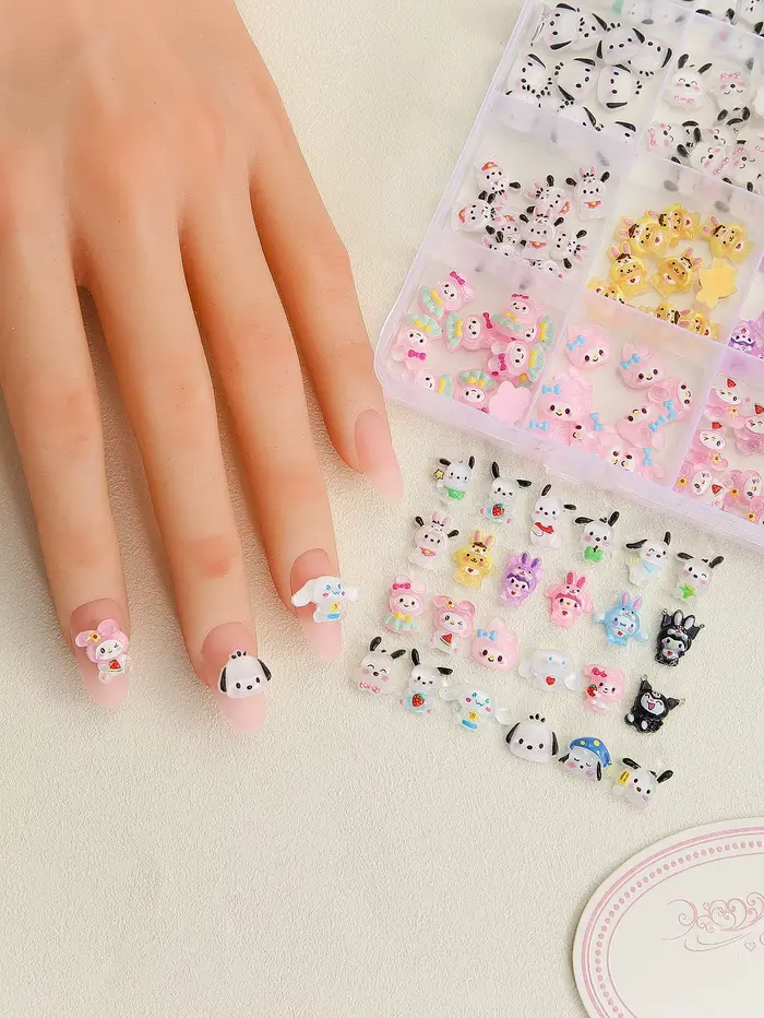 240 pièces/boîte, décorations pour ongles en résine Kawaii KT Kitty, mignonnes, multi-designs, art d