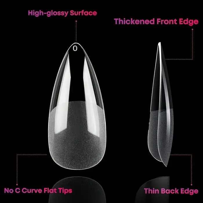 600 faux ongles en amande, 12 tailles différentes de capsules d'ongles en gel souple, capsules d'ongles pré-polies semi-mates à couverture complète, kit de capsules d'ongles en gel acrylique, ongles à