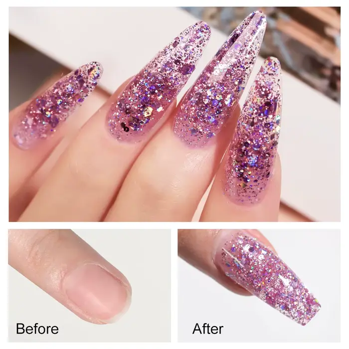 Gel d'extension d'ongles à paillettes