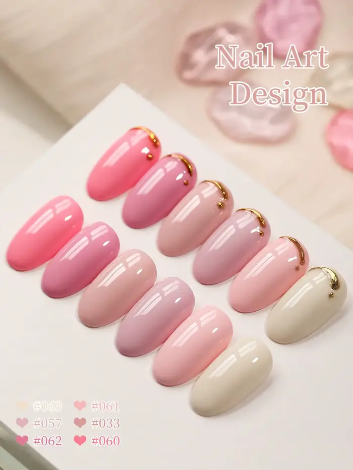 1/6 pièces de vernis gel rose poudré