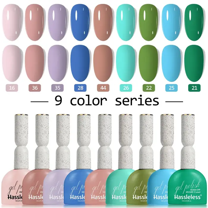 Ensemble de vernis à ongles en gel printemps/été, 9 couleurs, tendance et à la mode, vernis à ongles en gel LED à dissolvage par l'eau