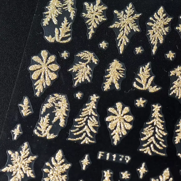Autocollants pour ongles en feuilles dorées à paillettes
