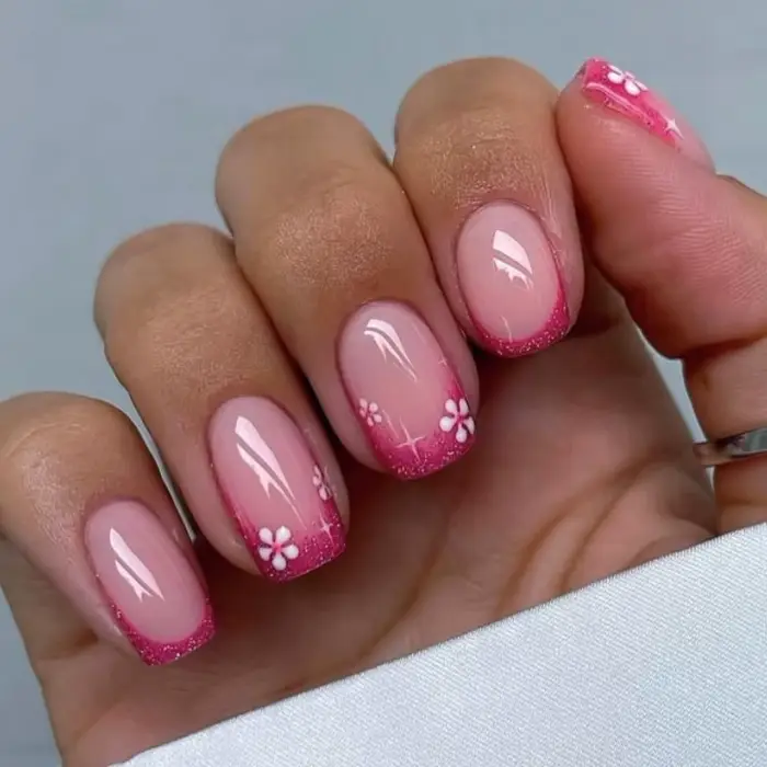 Belle Rose Rose rouge bleu fleurs français Nail Art mode portable faux ongles détachable fini faux ongles presse sur les ongles