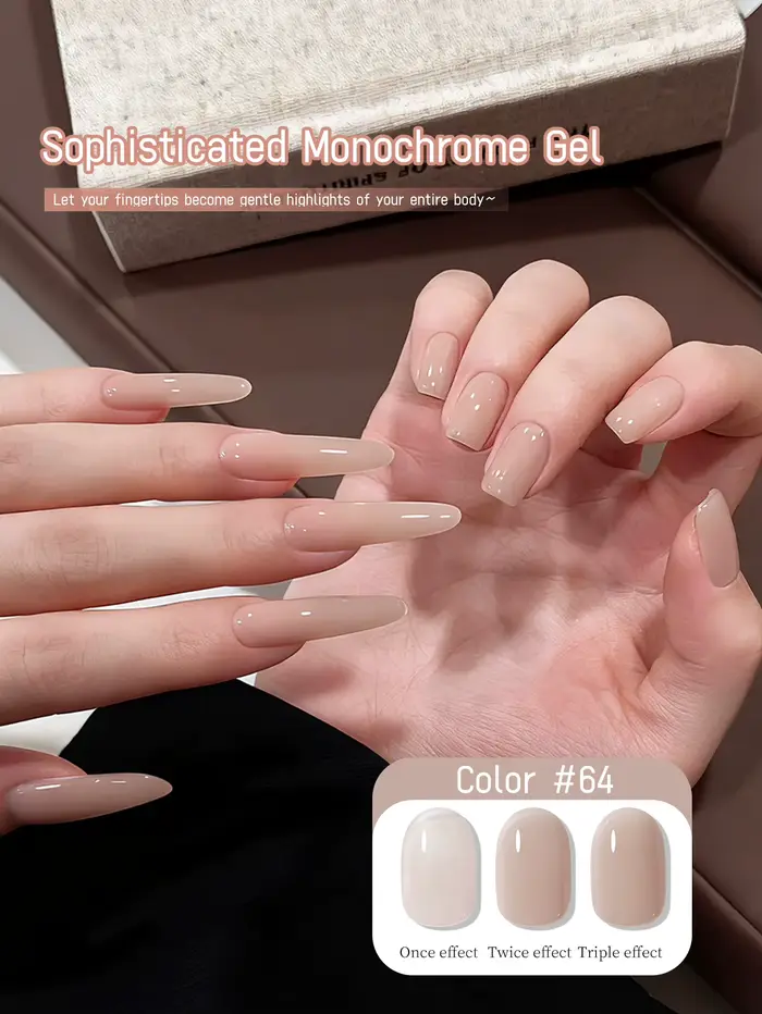 1 vernis à ongles gel nude de 15 ml avec une finition translucide et brillante. Un incontournable pour le nail art