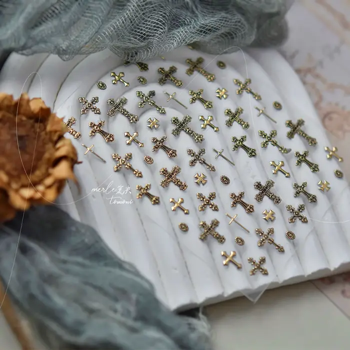 Autocollants pour ongles rétro croix