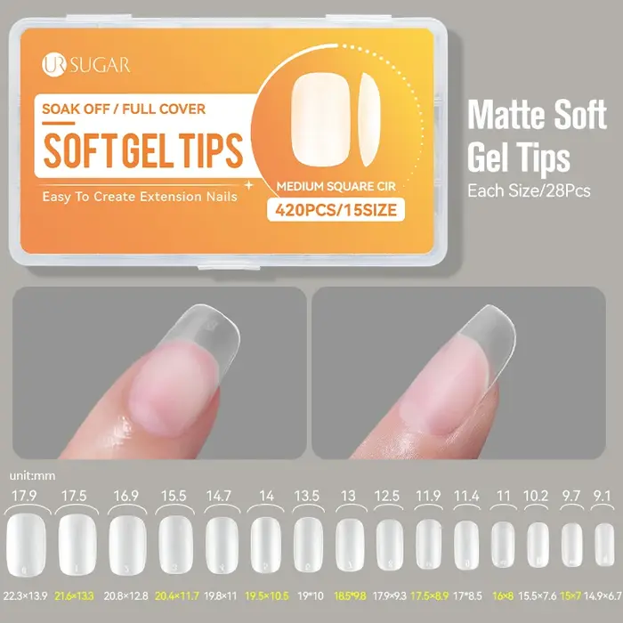 UR SUGAR 420PCS/Boîte Capsules d'ongles en gel souple
