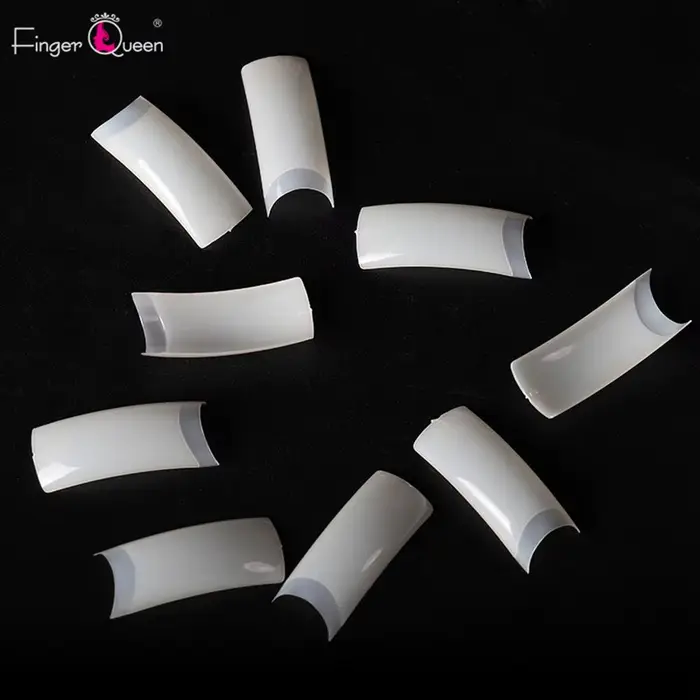 Faux Ongles Français en Forme de Cercueil